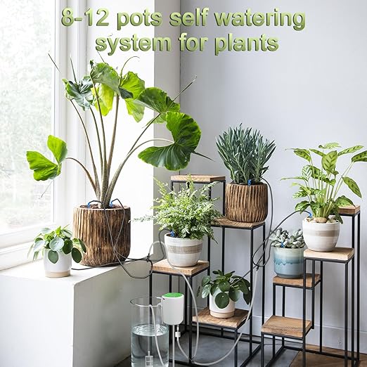 Automatic Plant Waterer Self Watering System - Drip Irrigation Kit with Programmable Timer Water Up to 12 Potted Plants Perfect for Indoor Gardens Balconies &amp Outdoor Parks