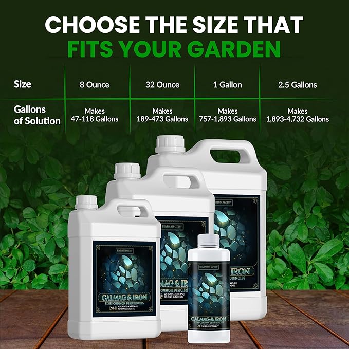 Humboldts Secret CalMag &amp Iron | Calcium Magnesium &amp Chelated Iron Nutrient Fertilizer | Hydroponic Supplies for Vegetative &amp Flowering Growth in Soil Coco Hydroponics or RO Water | 1 G