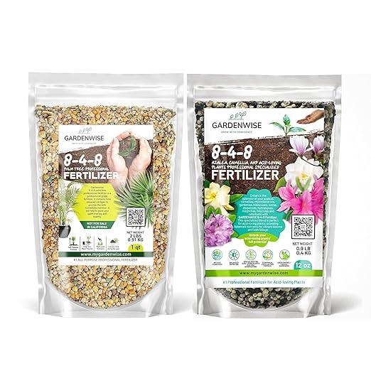 8-4-8 Professional Palm Tree Fertilizer &amp 8-4-8 Acidic Fertilizer for Indoor and Outdoor Plants Palm Trees - Acidic Fertilizer for Azaleas Camellias Hydrangeas Blueberries (1 Qr &amp 12oz)