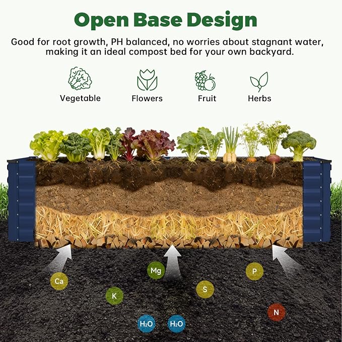 8x4x2 ft Outdoor Raised Garden Bed Large Metal Planter Raised Beds Planters for Outdoor Plants for Vegetables Flowers Herbs Fruits and Succulents.(4 PcsBlue)