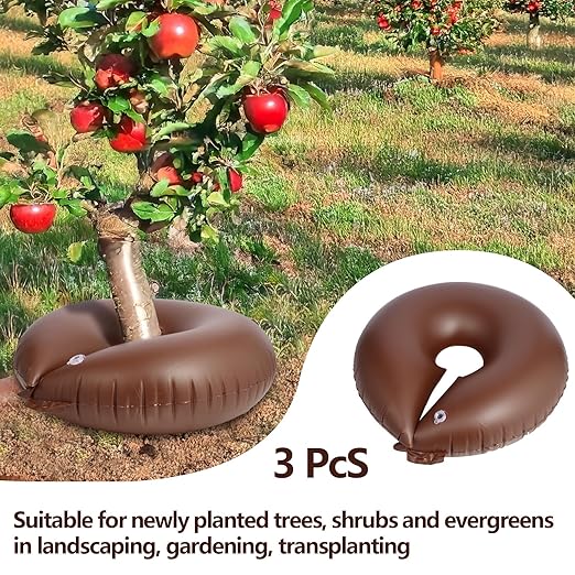 TezhiIe 3 Pack 15 Gallon Tree Watering Ring Bag PVC Drip Irrigation Water Pouch Automatic Drip System Watering Donuts for Trees Deep Root &amp Low-Profile Slow Release Watering Bag