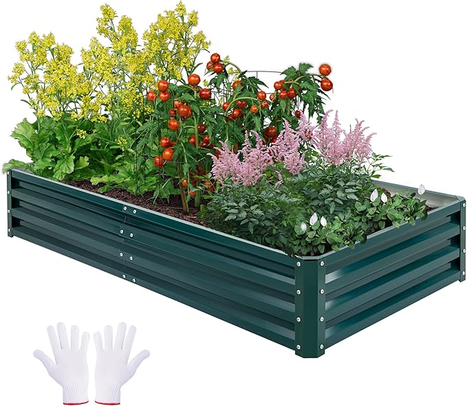 Devoko 6 x 3 x 1 FT Raised Garden Beds Outdoor Galvanized Planter Box Metal Raised Beds for Flower Vegetables Herb