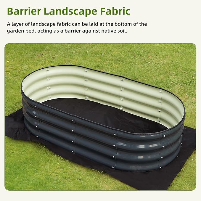 Galvanized Raised Garden Bed 2 Pcs 4x2x1ft Oval Metal Planter Box Outdoor for Planting Vegetables Fruits Flowers Grey