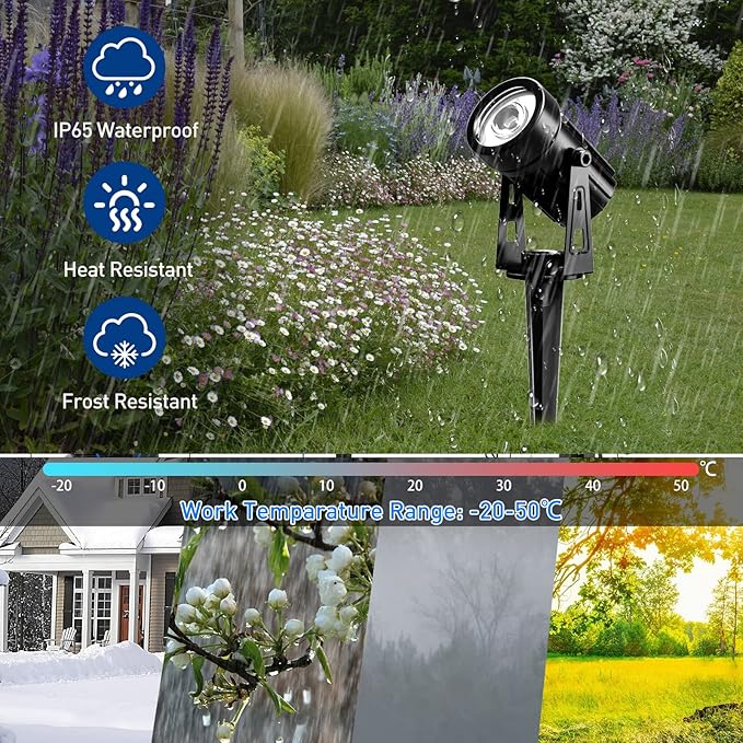 T-SUNUS 3 Pack Solar Landscape Spotlights White &amp Warm White Solar Garden Spot Lights IP65 Waterproof 9.8ft Cable 2000mAh Separated Solar Panel Auto On/Off for Garden Driveway Pathway Pool