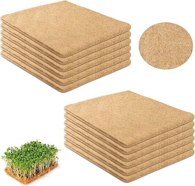 Legigo 12 Pack Hemp Grow Mat for Microgreens- 10 X 20 Hydroponic Jute Grow Pads for 1020 Growing Trays Hemp Fiber Mats Sprouting Pads Microgreens Growing Kit for Indoor Organic Wheatgrass Sprouts