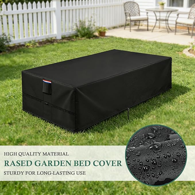 Raised Garden Bed Cover (Only-Cover)Outdoor Planter Boxes Covers with Reinforced SealsRectangular Gardening Beds Protecter with Ventilation for PatioBalconyBackyard (420D Black2x6ft)