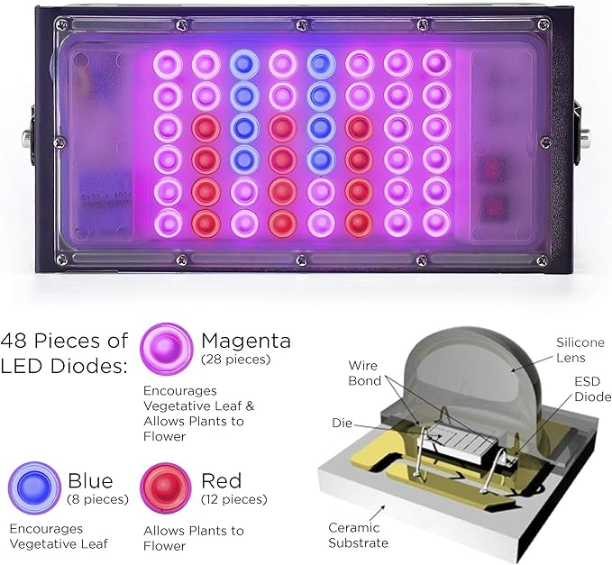 ECRU Grow Light for Indoor Plant 400W (Pack of 2 x 200W) LED Plant Light Panel with Red &amp Blue Bulbs for Seedling Vegetation and Flowering