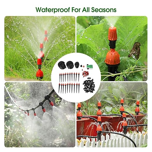 Automatic Drip Irrigation Kit Garden Watering System Kit with Timer Garden Watering Misting System for Greenhouse Yard Lawn Plant
