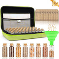 80 Slots Seed Storage Organizer with 40 Seed Envelopes Sturdy Organizer Storage Box with Label Stickers Glass Container for Flower Vegetable Garden Seed Saving (Seeds not Included)