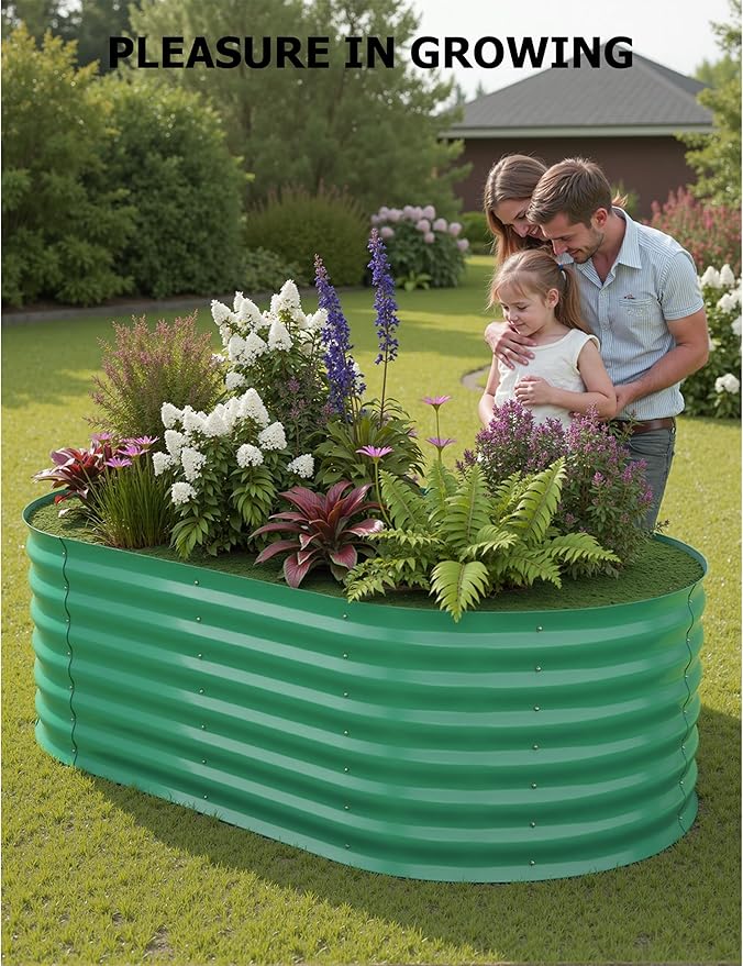 2Pcs 6x3x2ft Raised Garden BedGalvanized Raised Planter Boxes Outdoor with Easy Assembly Large Garden Bed for Vegetables Fruits FlowerRaised Garden BedGreen