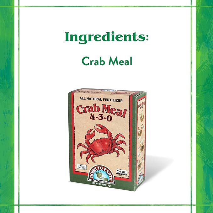 Down To Earth All Natural Fertilizers Organic Crab Meal - Plant Food for Vegetable Gardens and Flower Beds 4-3-0 4 lb