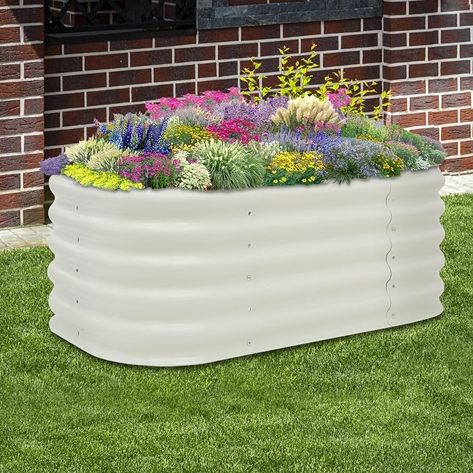 DouSeiAi Raised Garden Bed 17 Tall 6 in 1 Modular Zinc-Aluminum- Stainless Steel Metal Garden Bed Outdoor Safe Raised Garden Bed Kit Raised Flower Box for Vegetables Plants Fruits