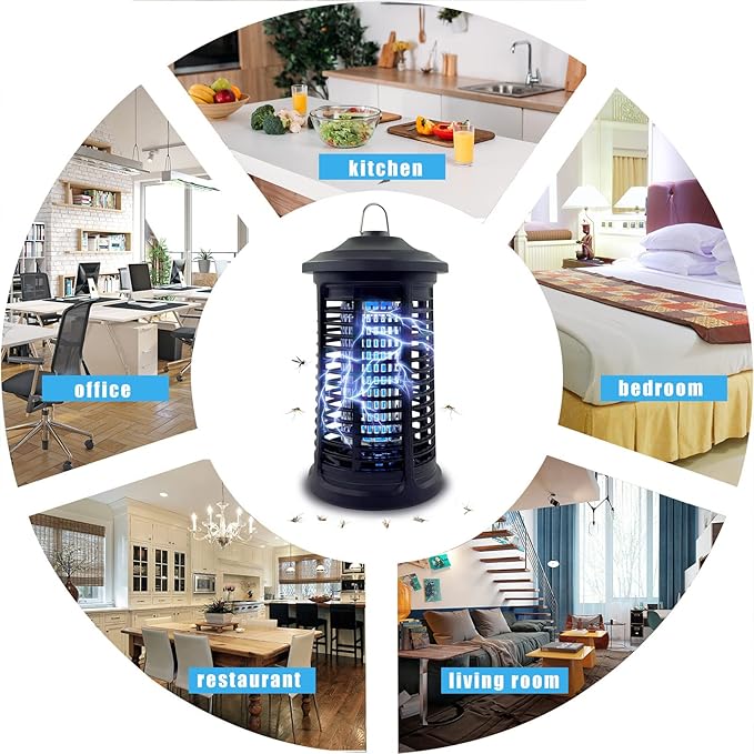 Electric Bug Zapper Indoor/Outdoor 4200V High Powered Mosquito Zappers Killer Waterproof Insect Fly Swatter Zapper Mosquito Trap Outdoor Fly Traps Insect Killer for HomeGardenBackyard Camping