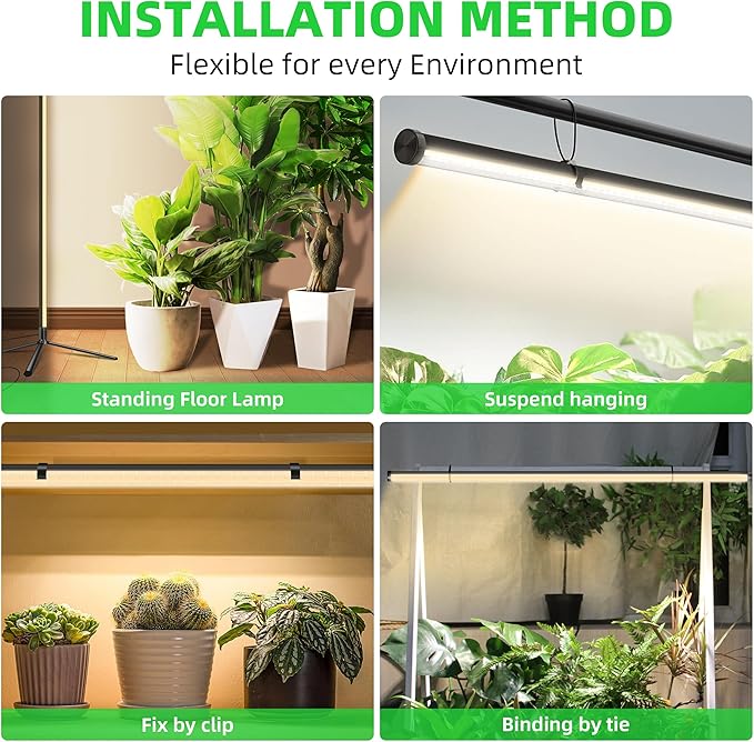 Standing Grow Light for Indoor Plants with Timer42W Full Spectrum Vertical Grow Lights for Indoor Plants4FT T8 243LED Plant Lights for Indoor Growing with On/Off Timer Function 2 Pack