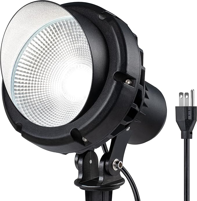 SUNVIE LED 40W Spot Lights Outdoor 5000K Daylight White Plug in Flag Pole Light 120V Ultra Bright Landscape Spotlights for Yard House Tree Lawn Signage Outdoor Spotlight with Stake &amp 5.5FT Cord
