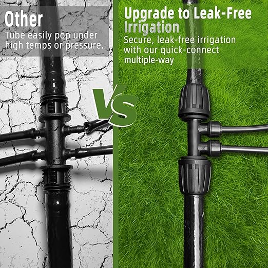 100FT 1/2 Inch Drip Irrigation Tubing with 10 Pack 1/2 to 1/4 Drip Irrigation Fittings Drip Line Hose &amp Push-to-Fit 3-Way | 4-Way | 6-Way Splitter Connectors for Drip Irrigation System