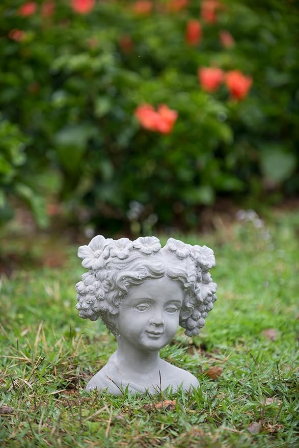 Generic Cement Bust Wall Planter Indoor Outdoor Home Garden Decor 8 x 4 x 9 Gray