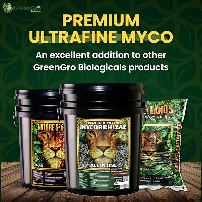 GreenGro Premium Ultrafine Myco Fertilizer - Root Enhancer/Bigger Yields/Improves Nutrient Uptake/Indoor &amp Outdoor Plant Food Fertilizer Blend for Hydroponic Gardens