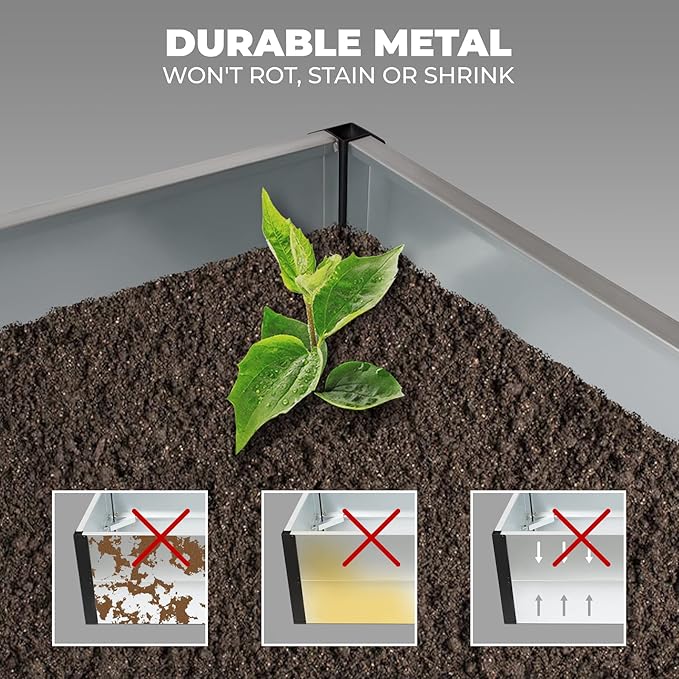 Outland Living Galvanized Metal Raised Garden Bed for Gardening with Aluminum Corner Brackets - Planter Box for Outdoor Plants Vegetables Herbs 2’ x 4’ x 1.3'