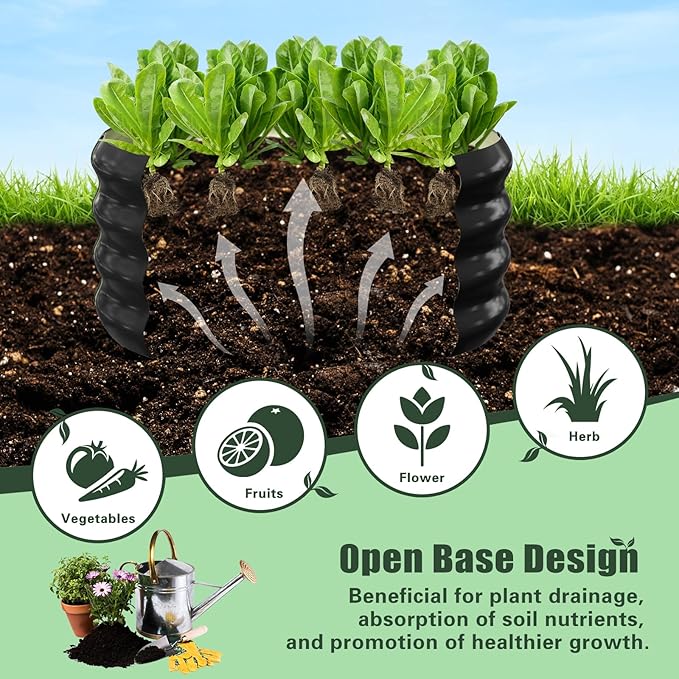 DoCred 3 Pack 2x2x1Ft Round Galvanized Raised Garden Bed Metal Garden Bed Outdoor with Tomato Cages for Gardening Above Ground Planter Box for Plants Vegetables Herbs Flowers Black