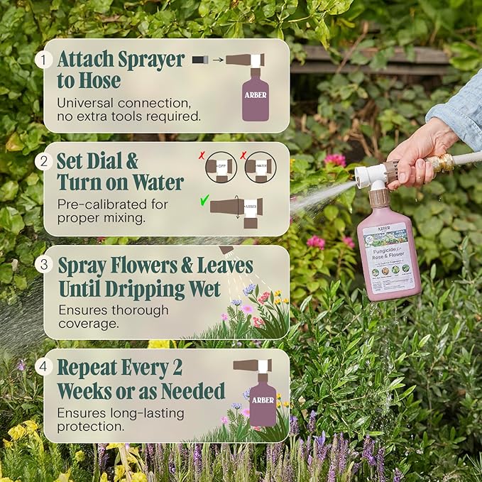 Organic Fungicide—Roses &amp Flowers 16oz Ready-to-Spray | Stops Powdery Mildew Black Spot Rust Blight | Bacillus amyloliquefaciens F727 | Pet-Safe Pollinator-Friendly Garden Disease Control