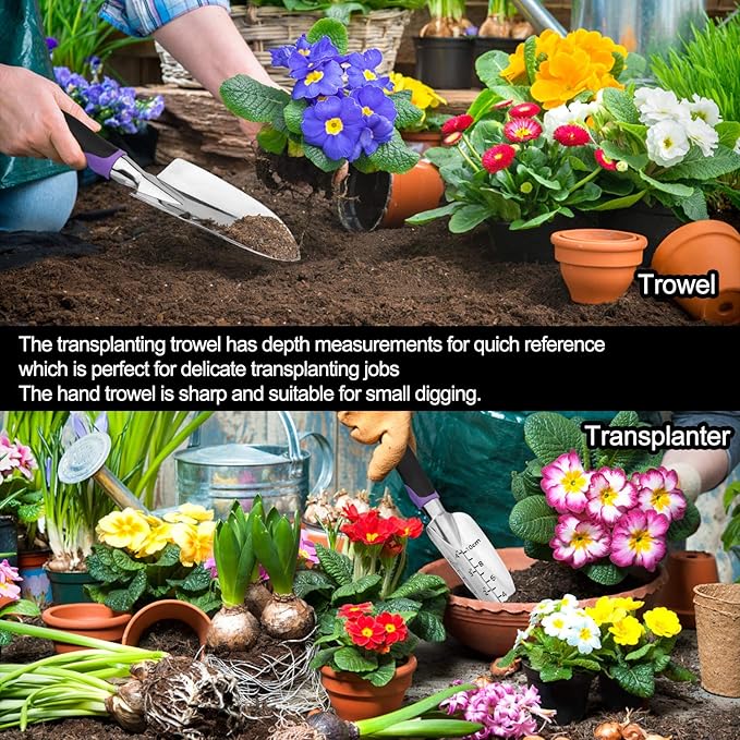 Garden Tools Set 83 Piece Succulent Tools Set Included Heavy Duty Aluminum Gardening Tools for Gardening Non-Slip Ergonomic Handle Durable Storage Tote Bag Gifts for Men Women