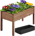 Yaheetech 1pc Raised Garden Bed 48x24x30in Elevated Wooden Horticulture Planter Box with Legs Standing Growing Bed for Gardening/Backyard/Patio/Balcony Dark Brown