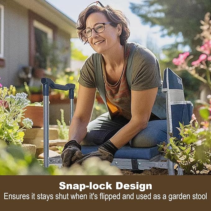 Aimerla K5 Foldable Kneeler Seat - Heavy Duty (Detachable Cloud Kneeler Pad) - Garden Stool - 2 Large Tool Bags - Portable Bench for Indoor &amp Outdoor