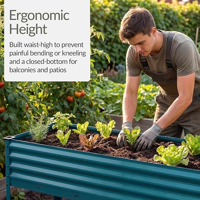 Best Choice Products 48x24x30in Galvanized Raised Garden Bed Metal Elevated Planter Box Vegetable Garden for Backyard Patio Balcony - Peacock Blue