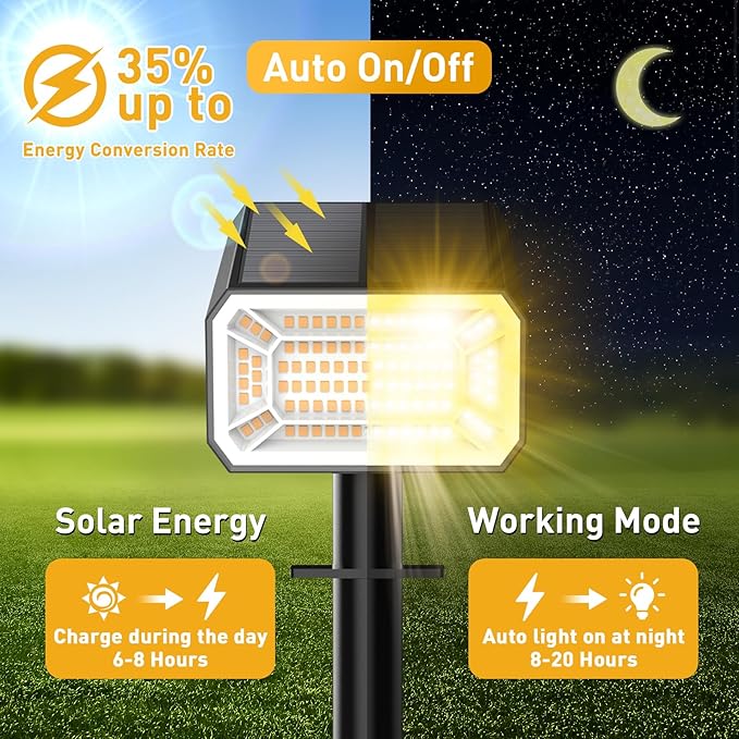 Solar Spot Lights Outdoor Waterproof IP65 [4 Pack/100 LED/4 Modes] Solar Landscape Spotlights Auto On/Off High Lumens Spot Lights for Outside Yard Garden Pathway(Warm White)