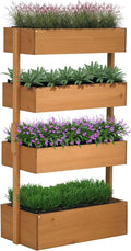 4Tier Vertical Premium Durable Sustainable Wooden Raised Garden Bed Self-Draining Water-Resistant Bed Liner Indoor Outdoor Orange