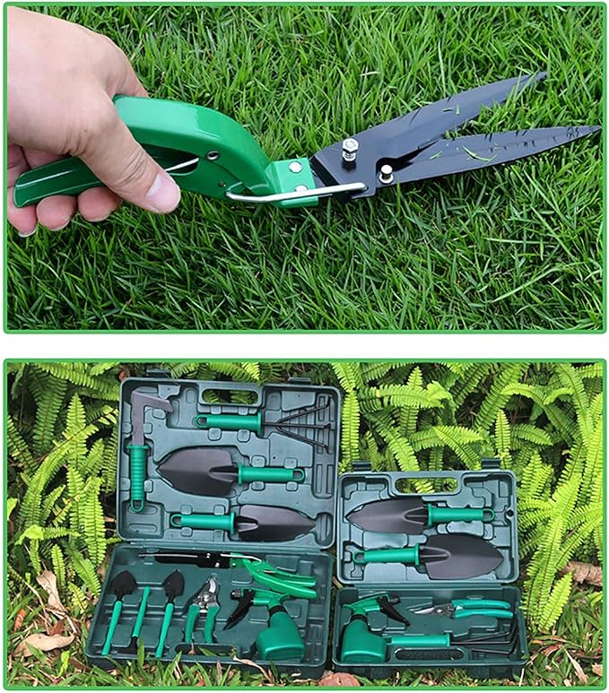 11 Pieces Garden Tools Set Heavy Duty Gardening Tools with Carrying Case Ergonomic Hand Tools Pruner Rake Shovel Trowel Sprayer Gifts for Men Women and Gardening Lovers