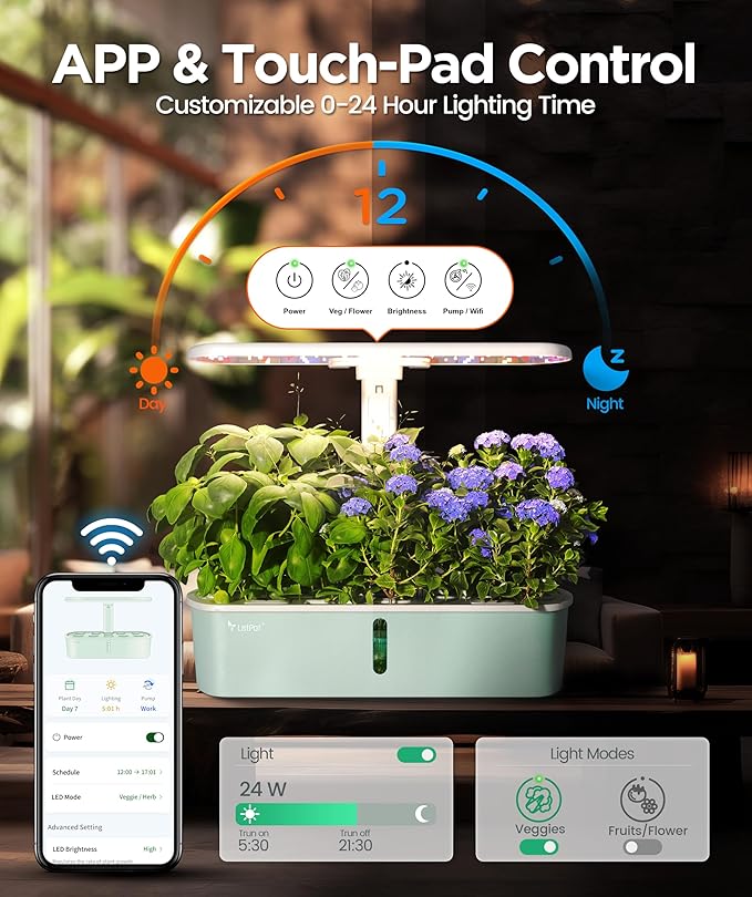 LETPOT LPH-Air Hydroponics Growing System and EC &amp Temperature Meter with APP