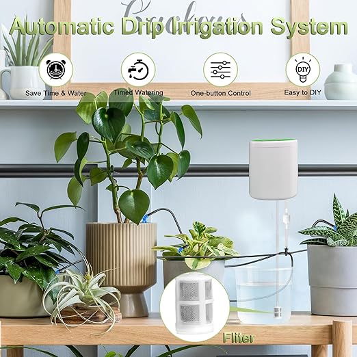 Automatic Plant Waterer Self Watering System - Drip Irrigation Kit with Programmable Timer Water Up to 12 Potted Plants Perfect for Indoor Gardens Balconies &amp Outdoor Parks