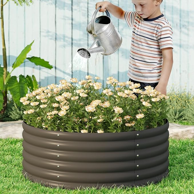 2-Pack 4x1.5ft Galvanized Raised Garden Bed Outdoor Planter Bed Metal Planter Box for Gardening and PlantingDark Grey