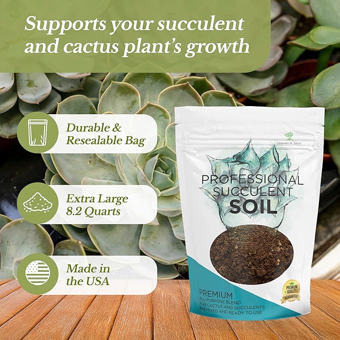 Extra Large 8.2 QT Bag Succulent Soil Premium All Purpose Blend | Pre-Mixed Ready to Use for Cactus and Succulents | Canadian Peat Course Sand Pinebark | Made in USA
