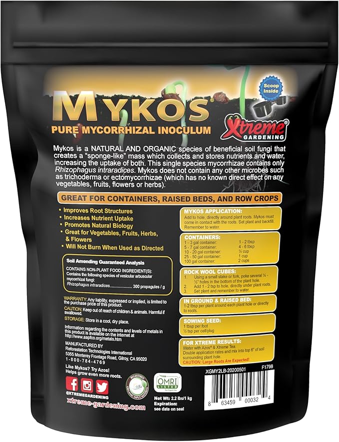 Xtreme Gardening Mykos 2.2 lb – Mycorrhizal Fungi Root Stimulator for Plants – Organic Root Booster for Stronger Roots Bigger Growth &amp Higher Yields – Mycorrhizae for Vegetables Flowers &amp Tr