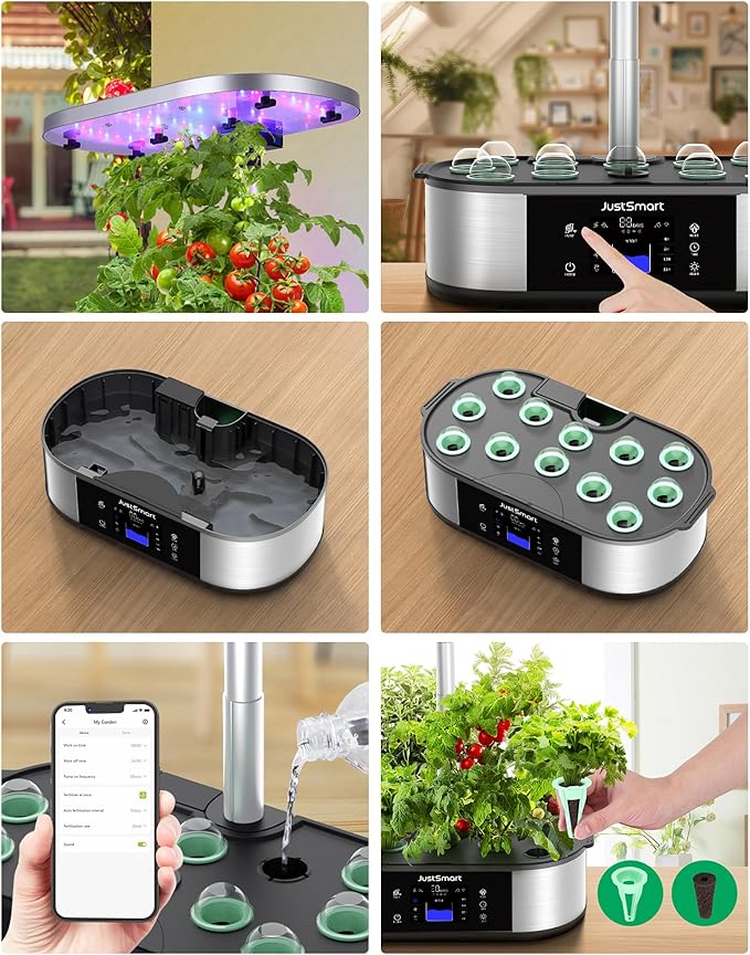 12 Pods WiFi Hydroponics Growing System with APP Controlled Indoor Garden Up to 30 with 36W 120 LED Grow Light Silent Pump System Automatic Timer for Home Kitchen Gardening GS1 Plus