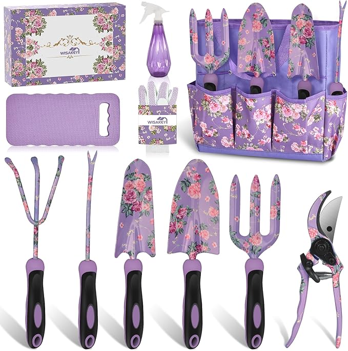 2 Garden Tool SetPurple 10 Piece Garden Tools Green 10 Piece Gardening Tools