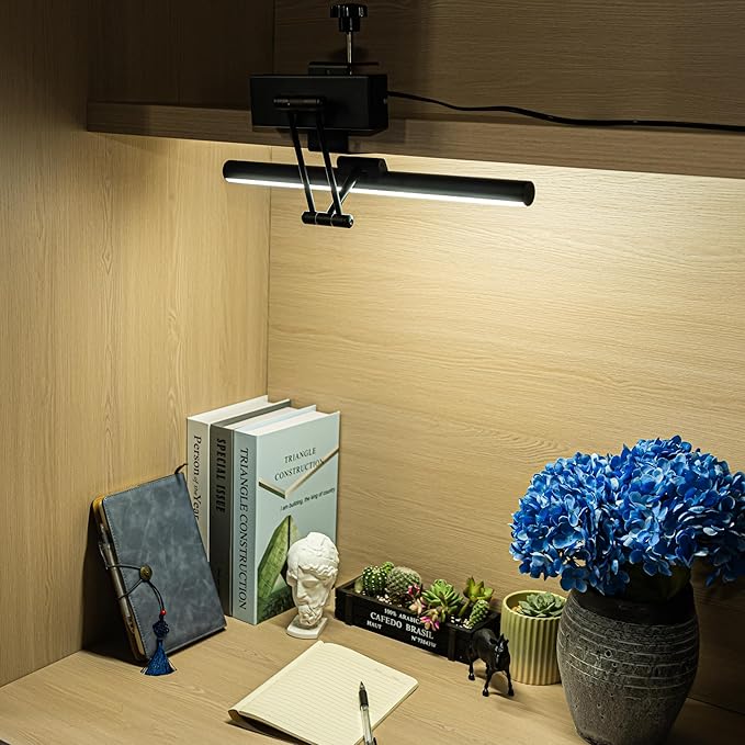 Black Clip Mount Full Spectrum LED Lamp 15 Ft Plug in Timer Cord Adjustable Front &amp Back Simple Design for Plants Shelf Home