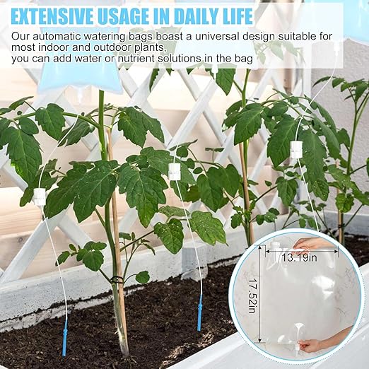4 Pcs 6.5 L Extra Large Plant Drip Irrigation Bag Automatic Watering Bags Self Automatic Watering System Drip Irrigation Device with Adjustable Valve Switch for Gardening Flower Outdoor Clear