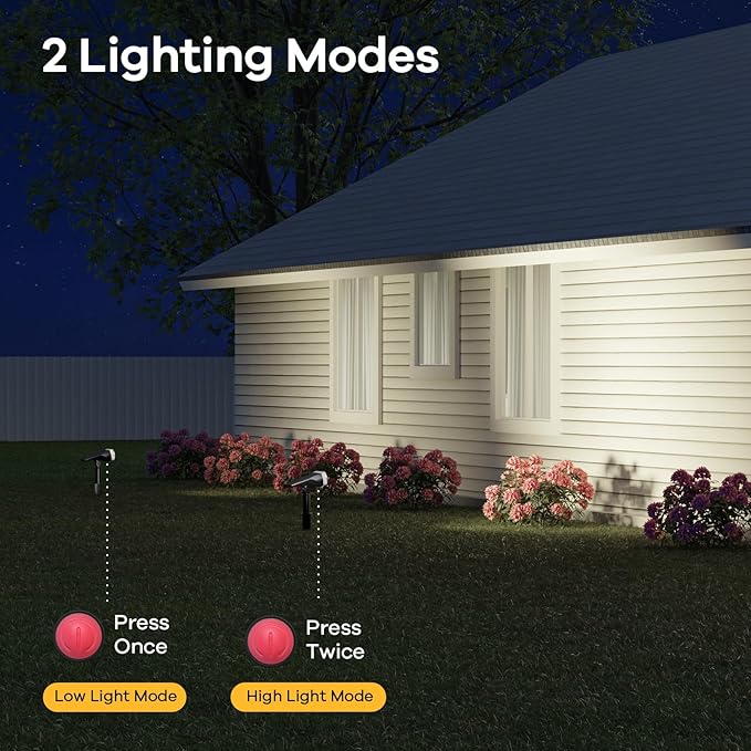 Consciot Solar Spotlights Outdoor Daylight IP67 Waterproof 2-in-1 Solar Spot Lights Durable Christmas Decorations Lights for Garden Yard Pathway Driveway Porch Walkway Auto On/Off 6 Pack