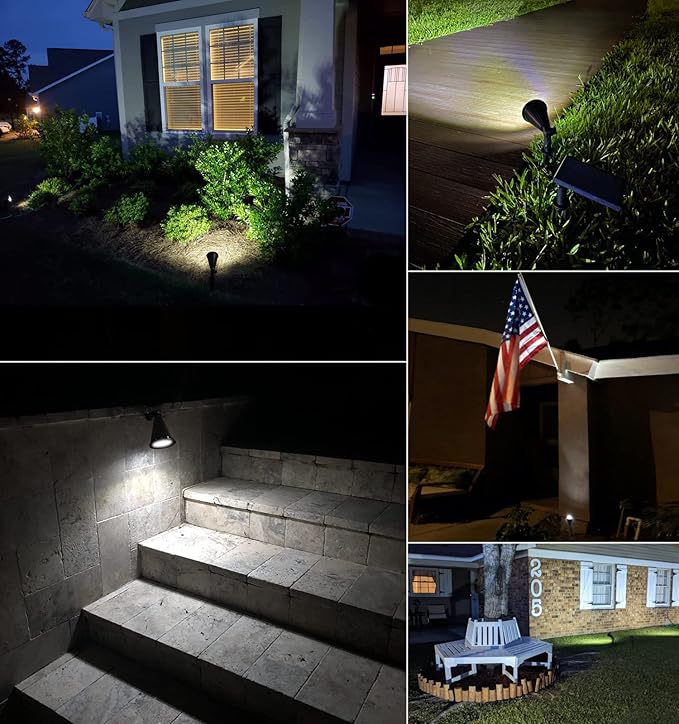 MEIHONG Solar Spot Light Outdoor Waterproof LED Landscape Lights Dusk to Dawn 2-in-1 Solar Spotlight Solar Powered Accent Lights for Garden Porch Walkway Patio (4 Pack)