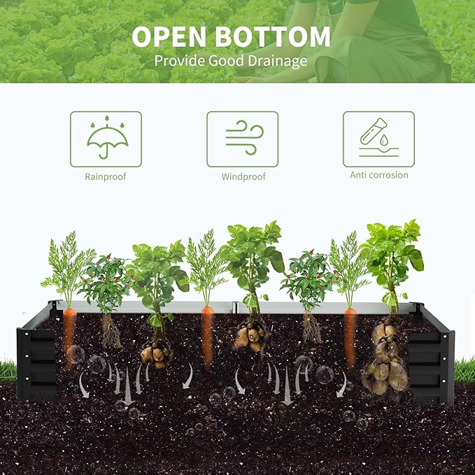 DoCred Galvanized Raised Garden Bed with PVC Cover 72.8 x 37.4 x 47.2 Metal Planter Bottomless Box w/ Roll-Up Window Mini Greenhouse Tent for Outdoor Growing Vegetables Flower Fruit