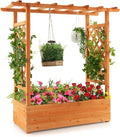 IRONMAX Raised Garden Bed with Trellis &amp Hanging Roof Fir Wood Planter Box for Vegetables Flower Climbing Plants Outdoor Garden Planter w/Drainage Holes for Backyard (1 43.5 x 17.5 x 44.5)