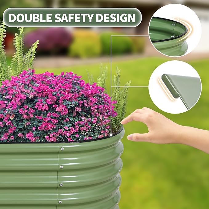 1MORE Galvanized Raised Garden Bed- Planter Garden Boxes Outdoor Raised Beds for Gardening 4x2x1.4ft Metal Garden Bed Kit for Vegetables Flower Planter Raised Bed with Protective Tape &amp Tools.G
