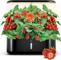 Black Hydroponics Growing System Kit: 10 Pods Indoor Garden with 24W LED Grow Light 3.6L Water Tank Adjustable Height and Smart Controls