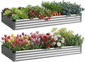 2PCS 6x2x1 FT Rectangle Metal Raised Garden Bed Kit Elevated Garden Planter Box Outdoor Large Planters for Outdoor Plants Flower Vegetables Fruit Herbs (Silver)