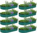 8 Pack 8x4x1FT Galvanized Raised Garden Bed Kit Oval Metal Ground Planter Box Outdoor Bottomless Planter Raised Beds for Vegetables Flowers Herbs Fruits Green