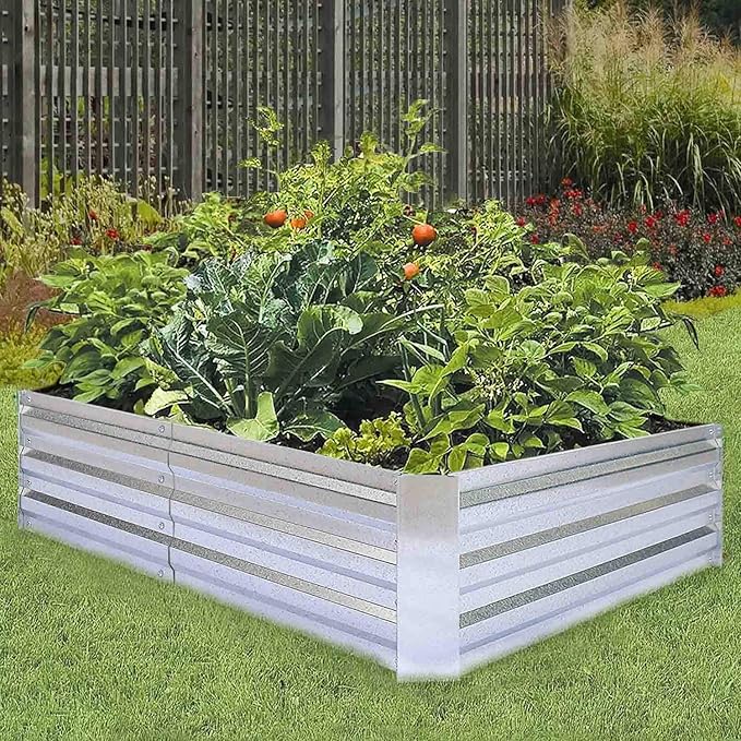 Galvanized Raised Garden Beds for Vegetables Large Metal Planter Box Steel Kit Flower Herb (6 x 3 x 1 ft * 2 Pack Galvanized)
